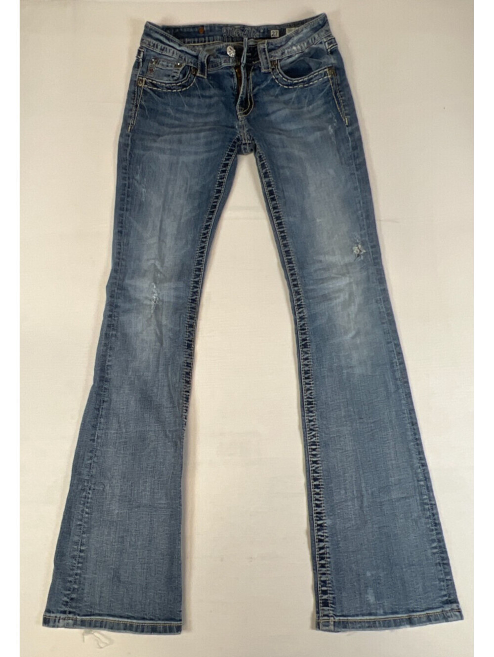 Miss Me Women Size 27 Bootcut Blue Jeans JP5853B2 Rhinestone Embellished Pockets